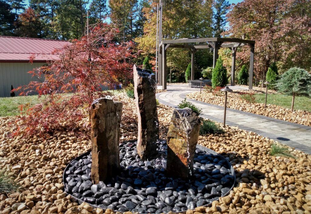 Chip Speakman fountain small file, Stepping stone creations, outdoor living, Paver Patios, Retaining Walls